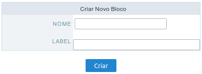 Interface de criação dos blocos da aplicação