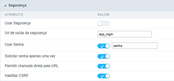 Configuração da segurança nas aplicações