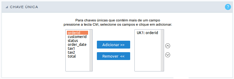 Interface de configuracação da chave única.