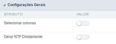 Configuração de exportação RTF da consulta