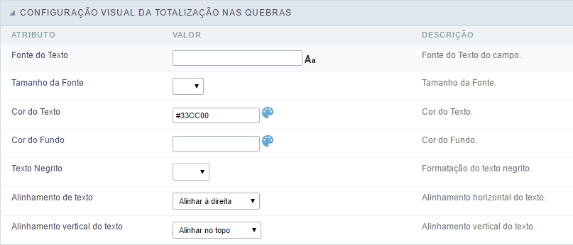 Formatação da label da totalização no resumo