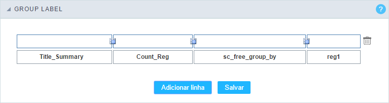 Interface do Group Label do Resumo