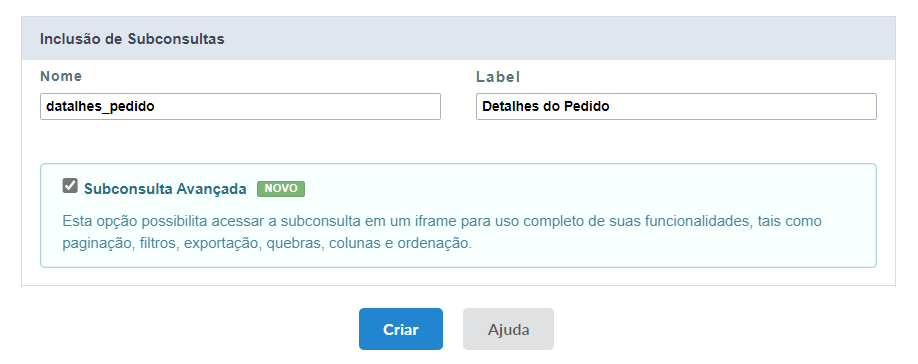 Adicionando uma nova subconsulta