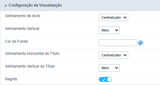 Configuração de visualização da subconsulta