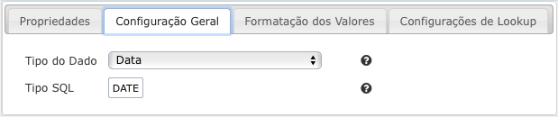 Configuração Geral dos campos data