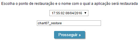 Seleção do ponto de restauração e definição do nome da app