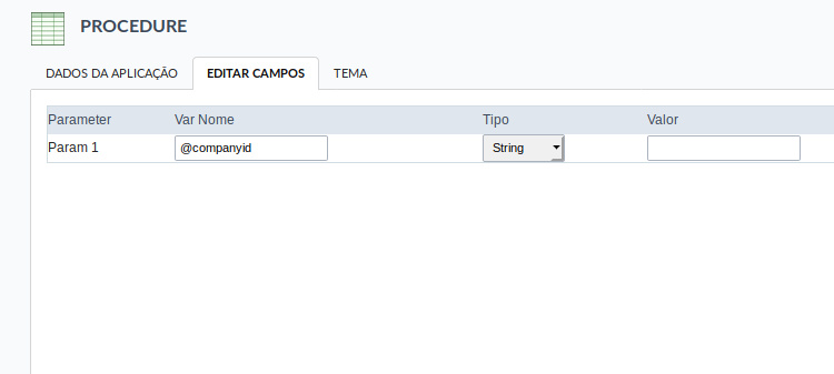 Editar campos da Procedure