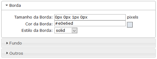 Configurações de Borda da Moldura