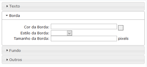 Configurações de borda do label de ferramentas do filtro refinado