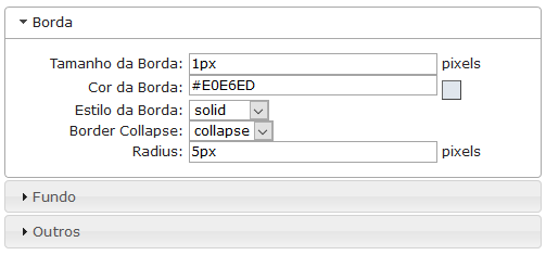 Configurações de Borda da Moldura