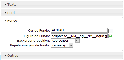 Configurações do fundo da label de ferramentas do filtro refinado