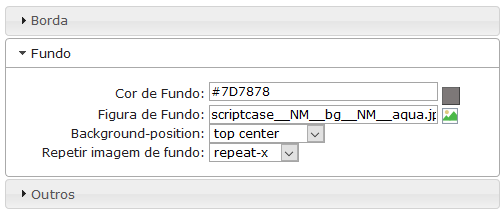 Configurações de fundo da Página