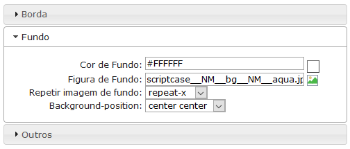 Configurações de fundo do cabeçalho