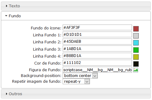 Configurações de fundo da Página