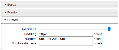 Outras Configurações da Moldura