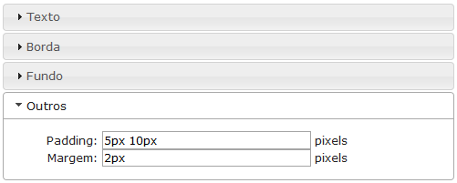 Outras Configurações do cabeçalho