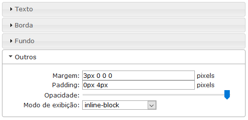 Outras Configurações do cabeçalho