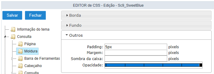 Outras Configurações da Moldura