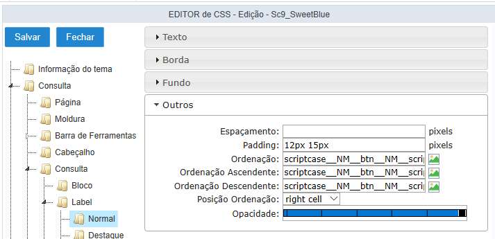 Outras Configurações normais da Label