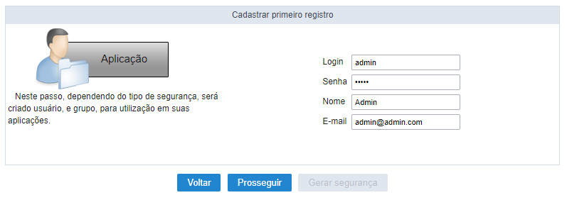 Cadastrar primeiro registro