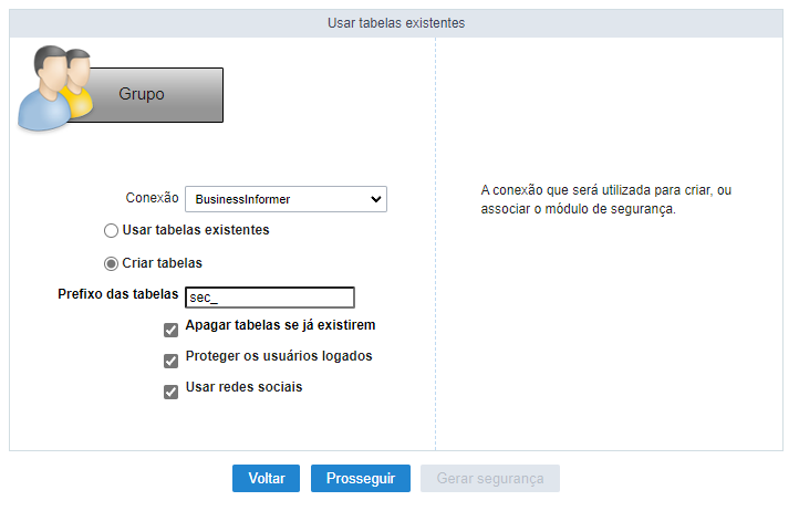 Utilização das tabelas existentes