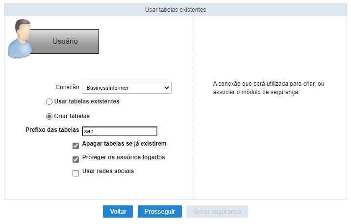 Utilização das tabelas existentes