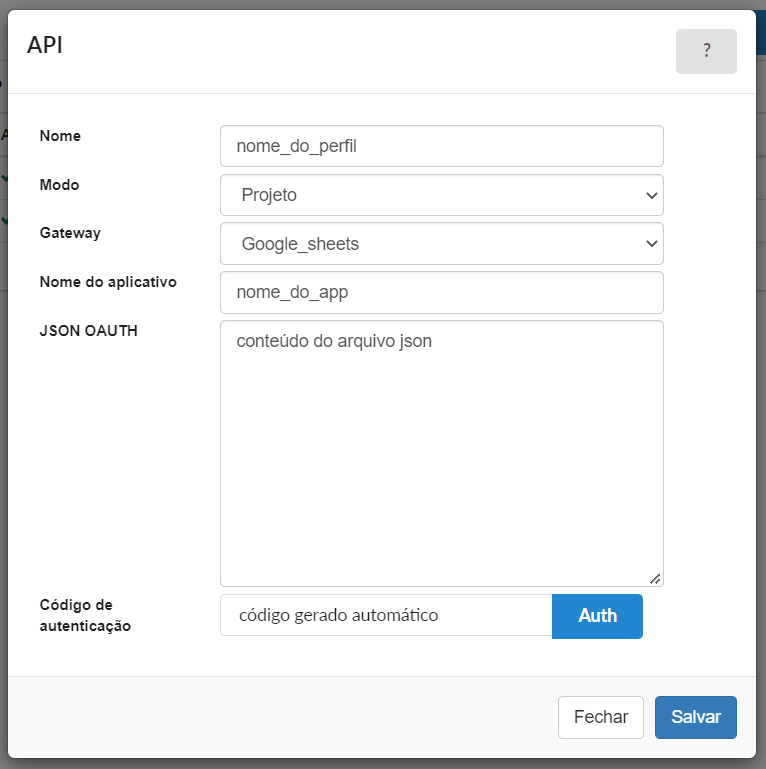 Api google sheets