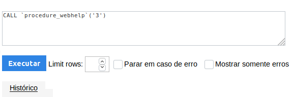 Chamando procedure usando o comando SQL