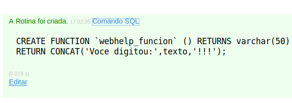 Criando uma function