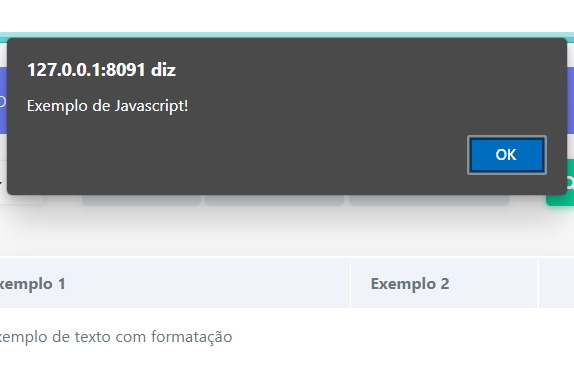 Exemplo do código javascript sendo interpretado