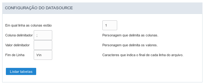 Informe a linha da coluna das tabelas