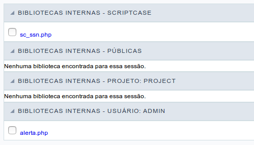 Selecionado scripts utilizados