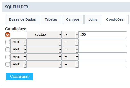 Definição de condições da consulta